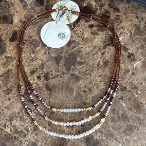 Elegant Multi-Strand hand crafted semi precious beaded Necklace new